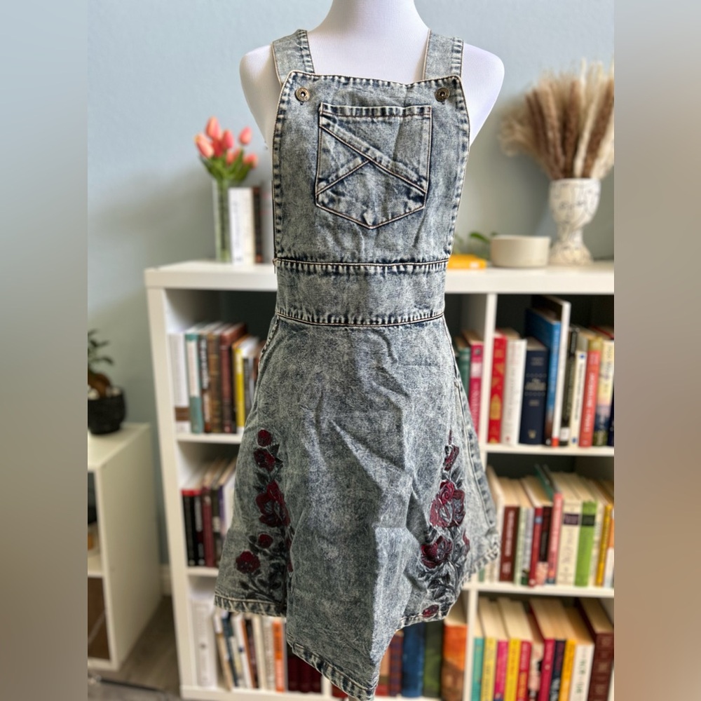 Denim overalls dress